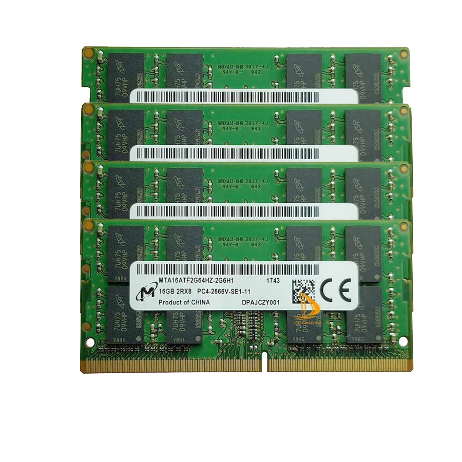 Micron 4x 16GB 2RX8 DDR4-2666V PC4-21300S CL19 SO-DIMM Laptop Memory RAM - Image 2 of 4