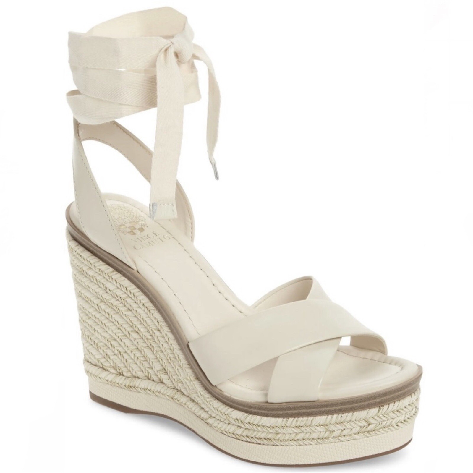 NEW VINCE CAMUTO BEIGE PLATFORM WEDGE SANDALS 10