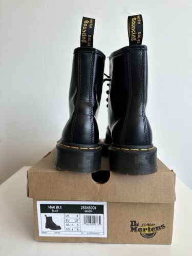 Dr. Martens 1460 Bex Smooth Leather Platform Boots Black Womens 6/Men 5 Lace Up - Picture 3 of 12
