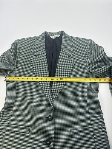 Vtg Austin Reed Skirt Suit 12 100% Wool Jacket Knee Length Skirt Gingham Green - Picture 7 of 12