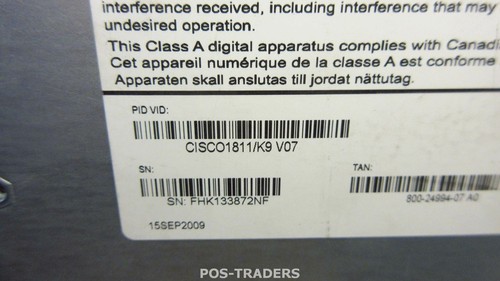 Cisco 1811/K9 V07 Integrated Services 2x LAN 8x 10/100 WAN Netzwerk Router 1811 - Afbeelding 3 van 3