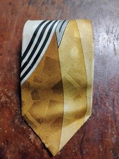 Stunning Metallic Gold Black White Designer Neck Tie 100 Polyester 5 - K...