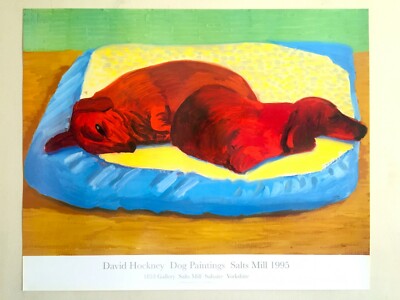DAVID HOCKNEY RARE VTG 1995 LITHOGRAPH PRINT DOG PAINTINGS DAVID HOCKNEY RARE VTG 1995 LITHOGRAPH PRINT DOG PAINTINGS