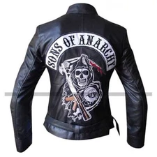 Soa Gemma Teller Morrow Son of Anarchy Women's Leather Jacket Zip Closure Black
