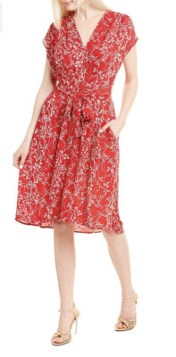 MAXSTUDIO Sleeveless V-Neck Tie Front Dress Red/Blush Size Small NWT