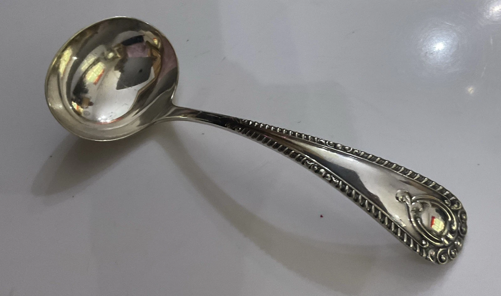 John Batt & Co 18.5cm Silver Plate Feather Edge Gadroon Sauce Ladle Cutlery
