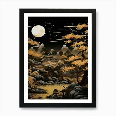 Asiatische Landschaft 81 Kunstdruck gerahmt Wandbild Poster Leinwanddruck Bild