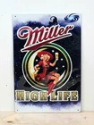 Vintage  Miller High Life Beer Brew Milwaukee Lady in the Moon Tin Metal Sign