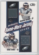 2002 Pacific Heads Up Game Worn Jersey Quads Donovan McNabb Chad Lewis #27 4p7