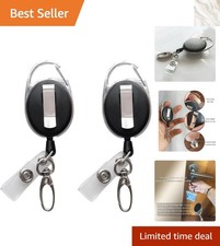 Heavy-Duty Retractable Badge Reel with Key Ring  2-Pack for Professionals