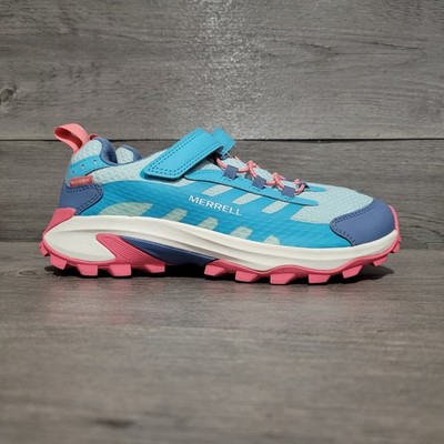 Merrell Moab Speed 2 Low A/C Youth Kids Size 5y Waterproof Hiking Blue Pink Shoe