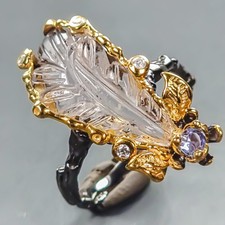 Handmade 10 ct Natural Amethyst Ring 925 Sterling Silver Size 7.5 /R440398