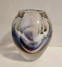 Flavio Poli Murano Style Vase Art Glass Cut F...