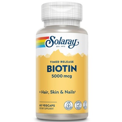 Solaray Timed-Release Biotin 5000 mcg - Pure 60 Count (Pack of 1), No Color 