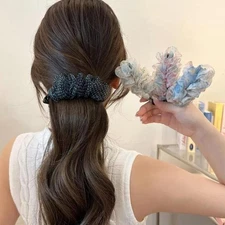 Korean Style High Ponytail Bubble Banana Clip Fashionable Pleated Mesh Hairpins