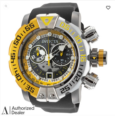 Invicta Mens 57mm SEA HUNTER Chronograph Quartz Yellow/Silver Tone 100m Watch
