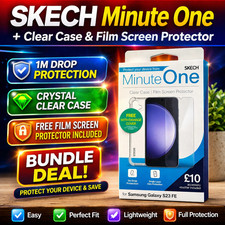 For (Samsung Galaxy S23 FE) SKECH Clear Gel Case + Film Screen Protector Cover