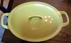 Vintage Descoware Belgium Enamel Cast Iron Casserole FE 8 3-A w/Yellow Lid — photo 5