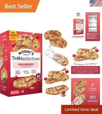 THINaddictives Cranberry Almond Cookies - 6 Packs of 3, Low-Calorie Kosher Snack