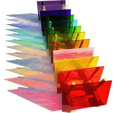 12 Sheets Rainbow Transparent Stained Glass Sheet, 4 x 6 inch Cathedral Art G...