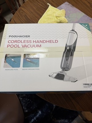 POOLHACKER Cordless Handheld Pool Vacuum, 60 min Runtime, High Flow Filtration