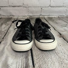 C22 Converse Chuck Taylor All-star Dark Gray Leather, Size 5, Pre-owned