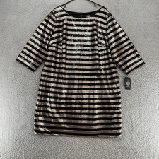 Vince Camuto Dress Womens 22W Black Gold Sequin Shift Party Cocktail NYE