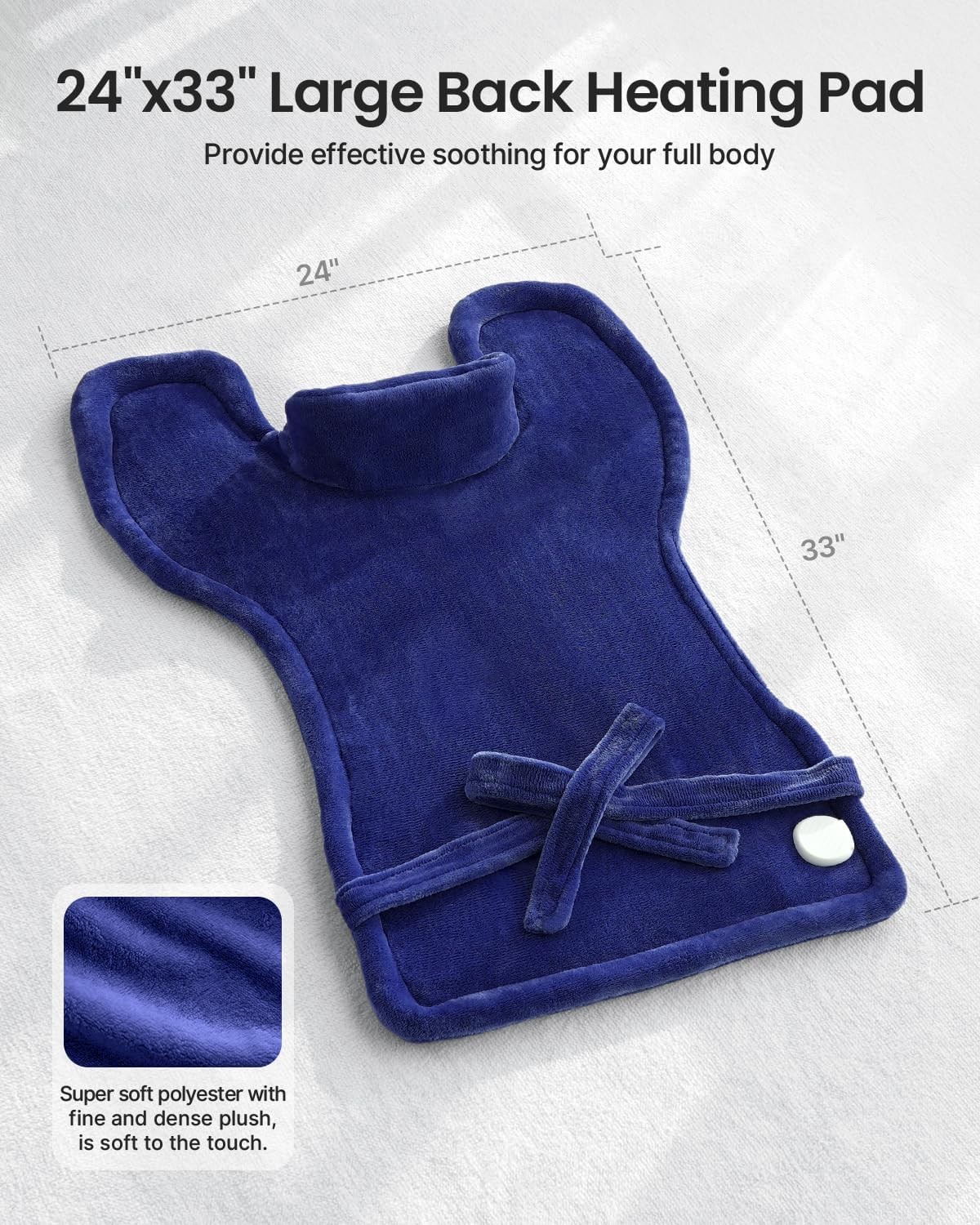 RENPHO Back Heating Pad for Pain Relief, Birthday 24x33, Dark Blue 