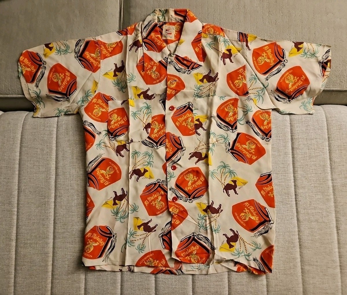 1950'S Ashfield By Duke Of Hollywood Hawaiian Shirt Sz:M Made In California