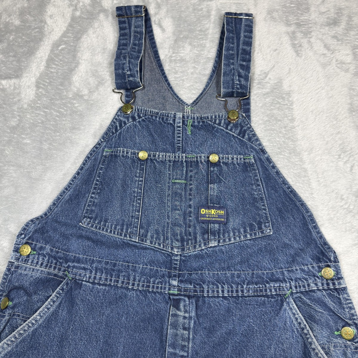 Vintage OshKosh Overalls Mens 38x32 Denim Carpenter Workwear Bib