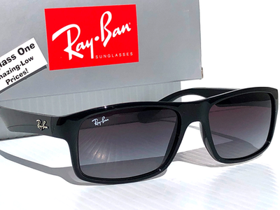 NEW Ray Ban Shiny Black GRADIENT Grey Lens Sunglass RB4205-I 601