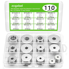 110 Pcs 304 Stainless Steel Metal Flat Washers for Screws and Bolts, Fender Wash
