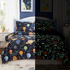 Kids Comforter Set - 5 Pieces Bedding Sets for Boys, Glow in The Twin Planet