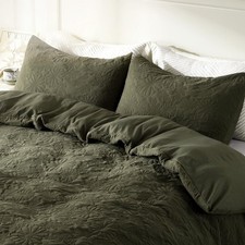 Super Soft Velvet Textured Duvet Cover Set Queen, 3 Pcs Floral Patterned Comf...