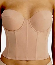 Dominique Brie 40F 40 F Microfiber Low Back Bustier Bra 6380 Mocha Strapless NWT