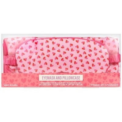 NEW Festive Voice Heart Print Eyemask & Pillowcase Set 2-Piece