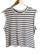 AMO mauve And Brown Striped Muscle Tank