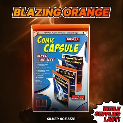 Comic Capsule ORANGE Silver Age Comic Protector Comic Display Case Wall mounting