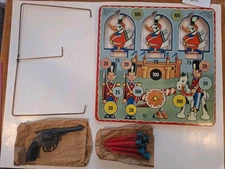 Vintage Marx Knock Down Target Game Complete With Box, Working Gun and Darts