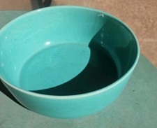 Vintage Aqua Stoneware Bowl Or Planter " Diameter 7.25 Inches