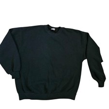 90s Jerzees Basic Black Crewneck Sweatshirt Blank Pullover Sz L Made In USA