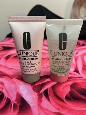 CLINIQUE ALL ABOUT CLEAN 2-in-1 CLEANSING + EXFOLIATING JELLY AND OILY SOAP