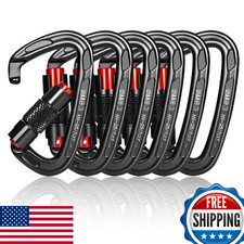 UIAA Certified 25KN Carabiner Heavy Duty, Auto Locking Carabiners Clips, 6PCS Bl