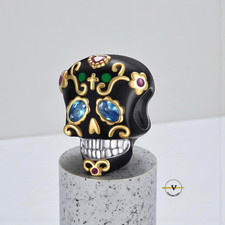 CHARM UOMO DONNA  TESCHIO CAVALERA MESSICANO ARGENTO 925 BRACCIALE REGALO