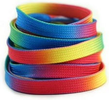 Decker Flat Wide Rainbow Shoelaces 2 Pairs Lace for Roller Skates Hockey Skates