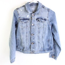 Wonder Nation Girl's Distressed Blue Jean Denim Jacket Size XL 14-16 Youth