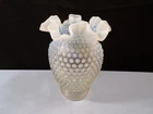 Fenton French Opalescent Hobnail Glass Double Crimped Vase 6" Tall INV6