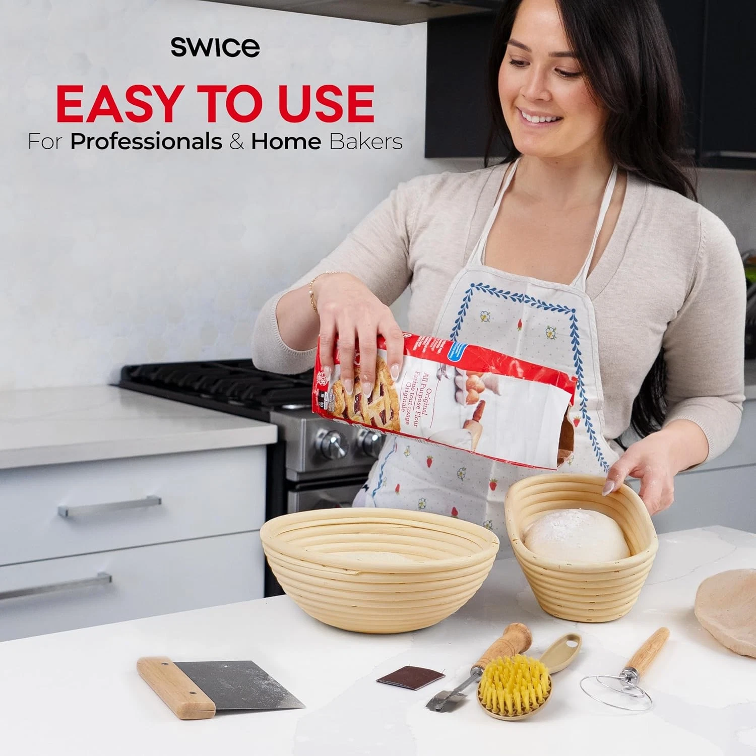 Bread Proofing Basket Set, 10-inch Round and 9-inch Baking Tools