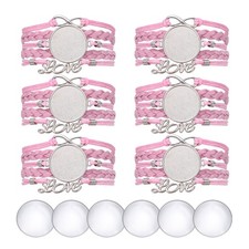 Bracelet Blanks for Jewelry Making 6pcs 25mm Pink