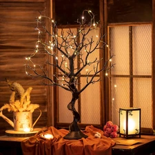 Ornament Tree Display Stand: 30” Tall Black Artificial Halloween Christmas Tree 